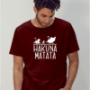 Camiseta estampada T-shirt Hakuna Matata - Hombre - Camiseta de algodón 180gsm - Vino tinto